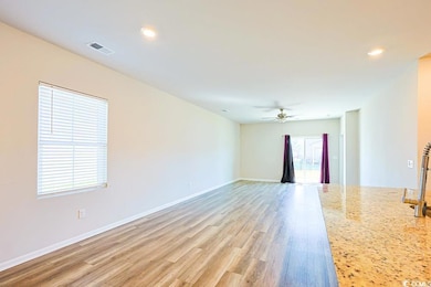 Unfurnished room featuring recessed lighting, light wood finished floors, and ceiling fan