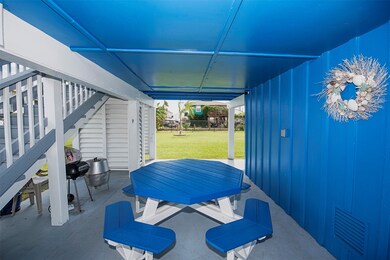 A view of the downstairs patio area for setting up