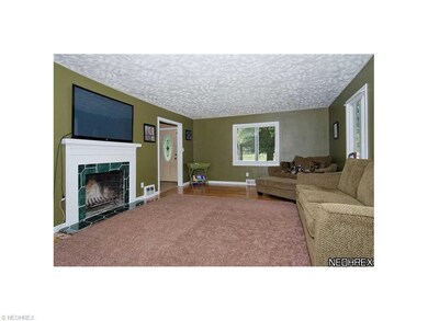 24'x16' living room with Wood burning fireplace. V