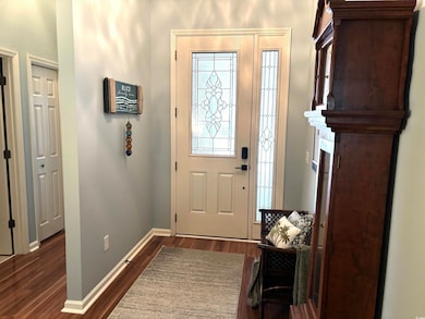 Foyer featuring dark wood-type flooring and basebo