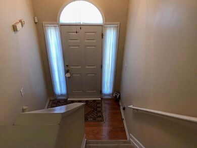 Foyer entrance featuring dark wood-style floors and baseboards