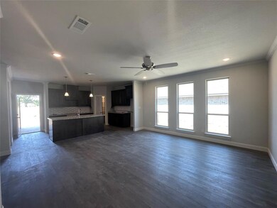 living area and kitchen