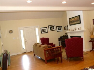 View from the dining area. Cathedral ceilings with