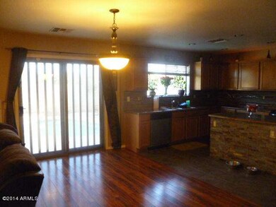 Dining area with wood like floors