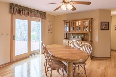 The dining room connected to the kitchen is large 