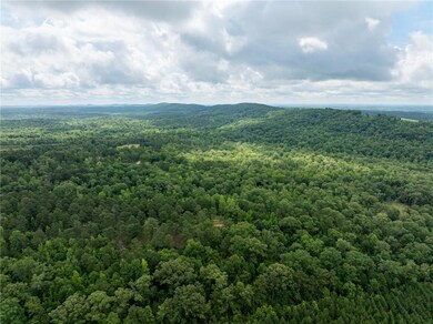 Aerial view of a heavily wooded area