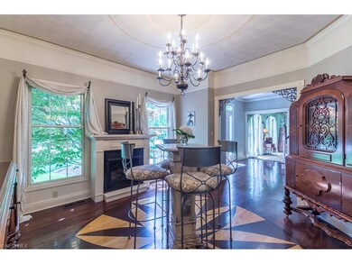 Formal Dining Room with built in Fireplace and cus