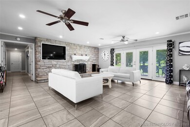 Living area with door to the front porch