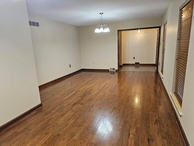 Spare room featuring dark wood-type flooring and a
