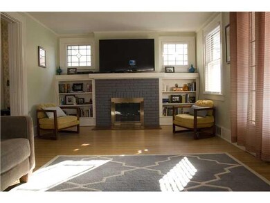 Living Room Living room with wood burning fireplac