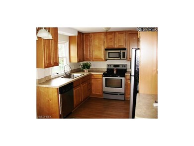The newly renovated kitchen has lots of cabinets a