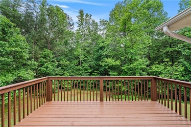 Deck overlooking backyard