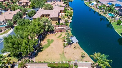 Aerial view along water