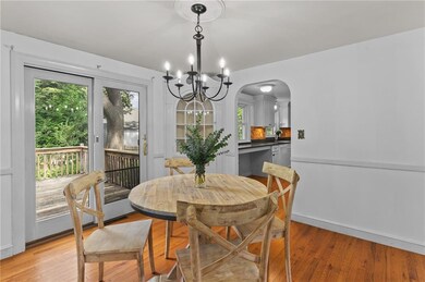 Dining room with sliding glass door to deck