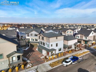 Aerial view of home and cul-de-sac lot