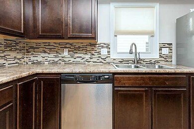 Kitchen. Close up of glass tile backsplash