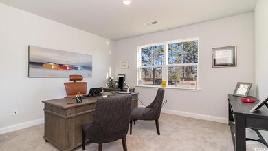 Office space with light carpet