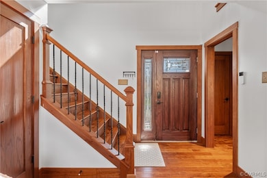 Foyer entrance featuring light wood-type flooring