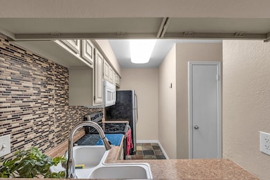Kitchen featuring sink and decorative backsplash