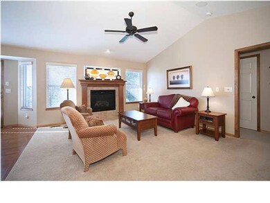 Living room with vaulted ceilings and custom stain