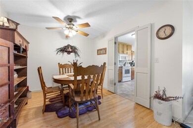 Dining room off kitchen is open for expandable din