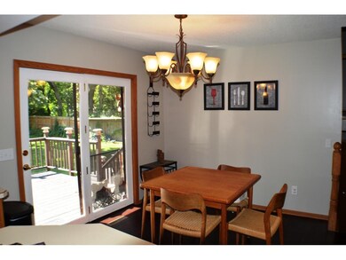 Dining room with patio door that leads to the deck
