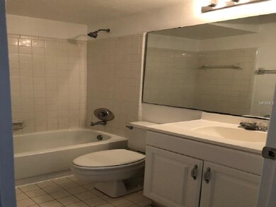 Hall bathroom has tub