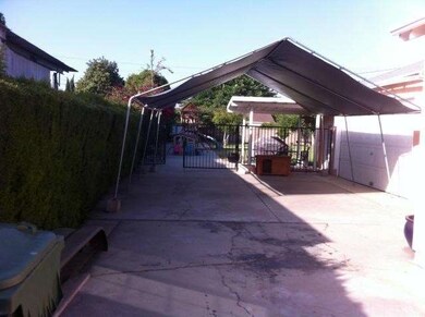 Concrete area with wood cover in backyard, perfect