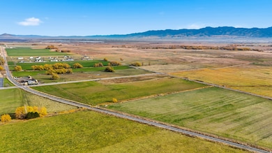 Overview of rural landscape with mountains