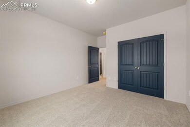 Unfurnished bedroom with carpet flooring and a closet