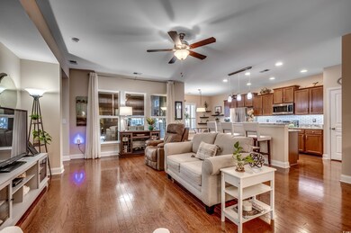 Ceiling fan and open to kitchen