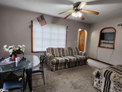 Looking back through living room