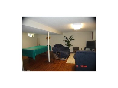 Finished family room in lower level has a floating