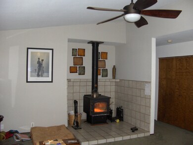 Woodburning stove, upgraded ceiling fan