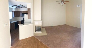 Kitchen and living area.
