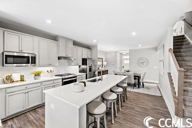 Granite or quartz tops, tile backsplash, stainless