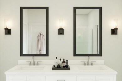 Primary bath with matte black mirrors