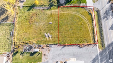 Aerial view of property's location with property parcel outlined