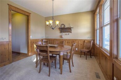 Spacious dining room with connected pantry area