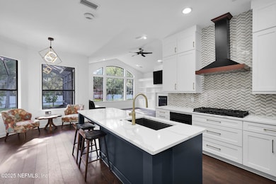 Two-Toned Hood & Stacked Cabinets