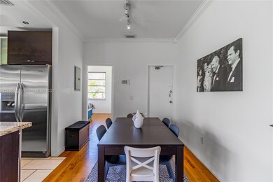 Dining area with a peak into the kitchen