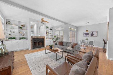 Living room featuring light wood finished floors,