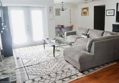 Living area with plenty of natural light, french d