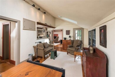 Dining room with sky lights and...