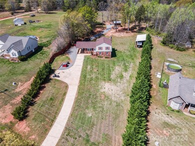 Line of lush coniferous trees line the property