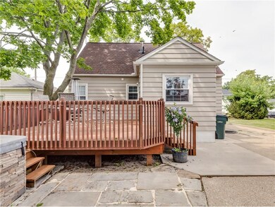 View of deck - newer hot tub to the left and stone