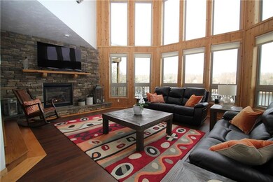 A propane fireplace creates a cozy space.
