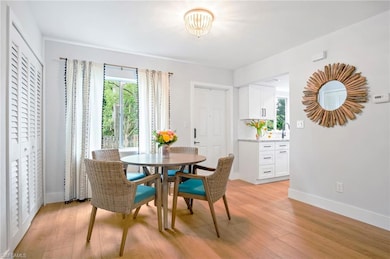 Dining space featuring light wood-type flooring