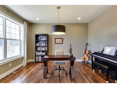 Bright, sunny office with French doors.