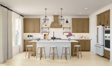 Kitchen with pendant lights